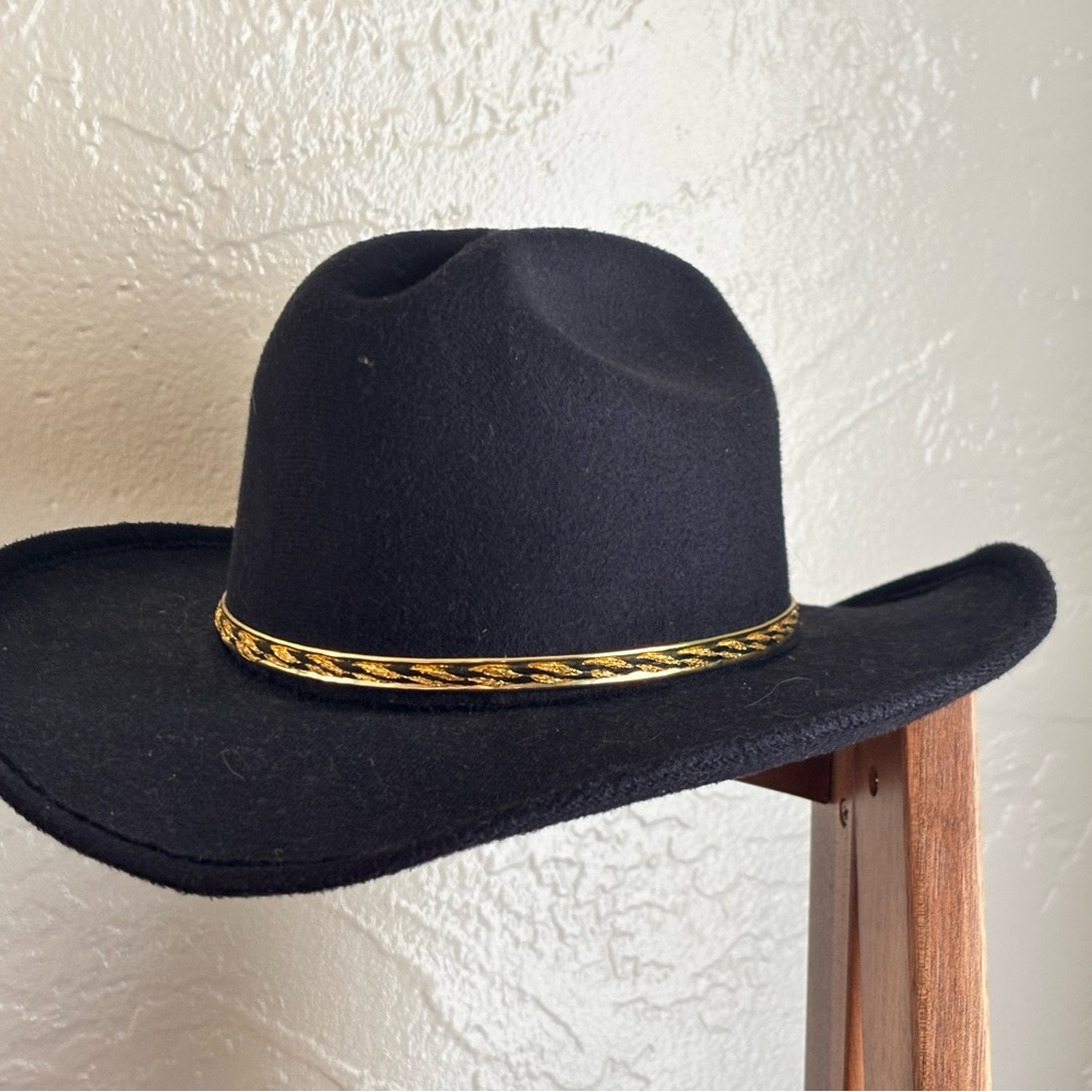 Black Felt Cowboy Hat with Gold Accent - Kid’s Accessories